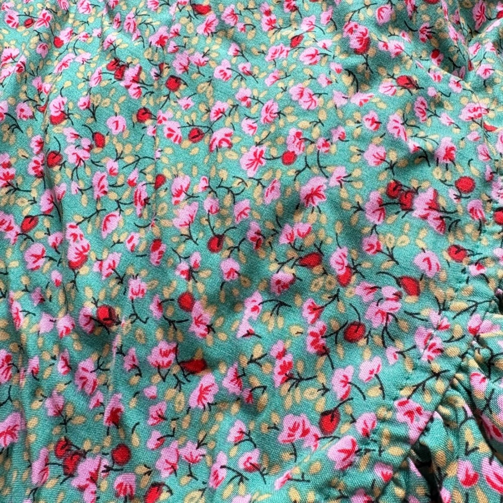 ♾️Bali ELF Rayon Green Fields Carmen Wrap Maxi Dress Boho Festival Ruffle Lg♾️ - Picture 11 of 12